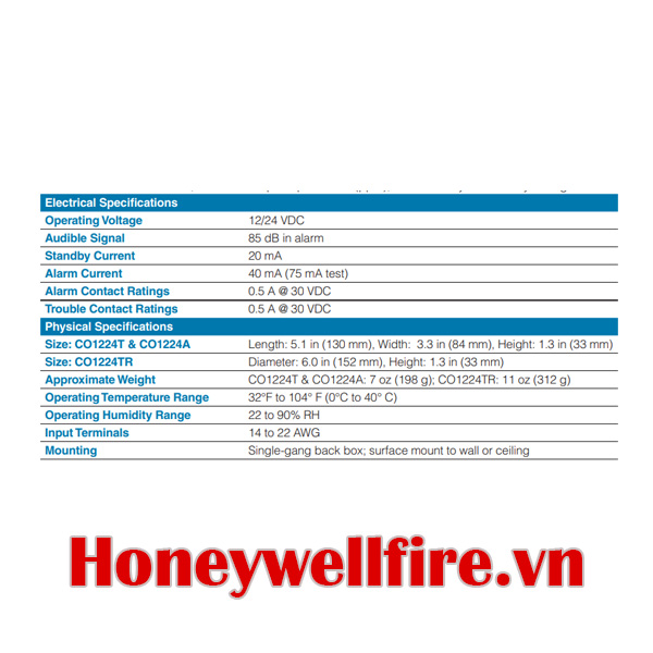 CO1224TR Đầu báo khí CO Đầu báo khí CO, System Sensor