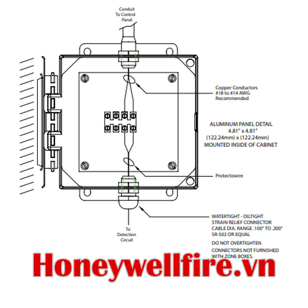 ZB-HD-4-QC Box nối trung gian mở rộng zone, Dây cảm biến nhiệt Protectowire